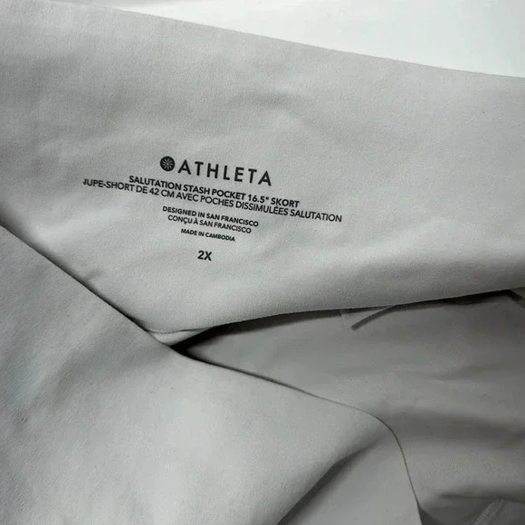 Athleta Salutation Skort Skirt Shorts Pockets A-Line Athletic White Plus Size 2X - Picture 9 of 10